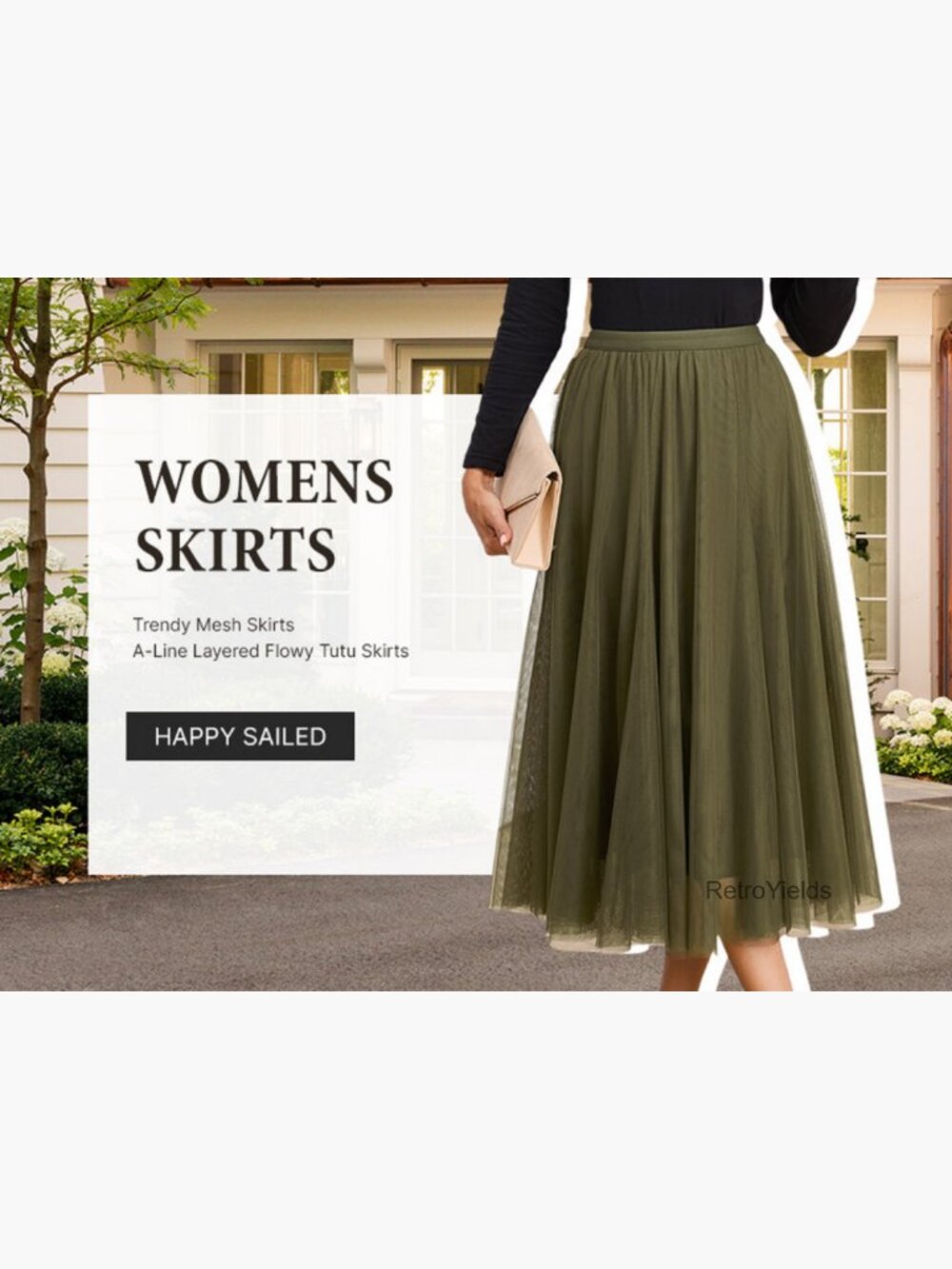 High Waisted A-Line Tulle Midi Skirt Flowy Layered Long Skirt - Picture 7 of 7